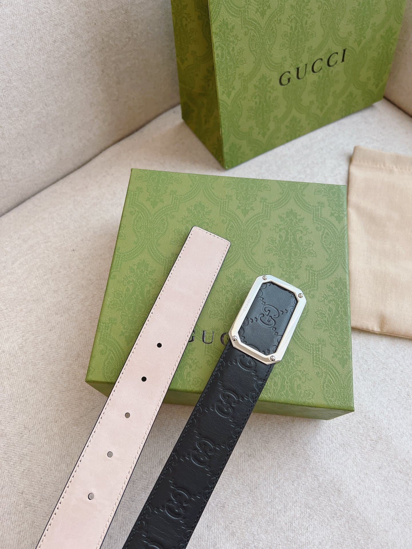 Gvc*1 Black Signature Leather Belt 3.5Cm