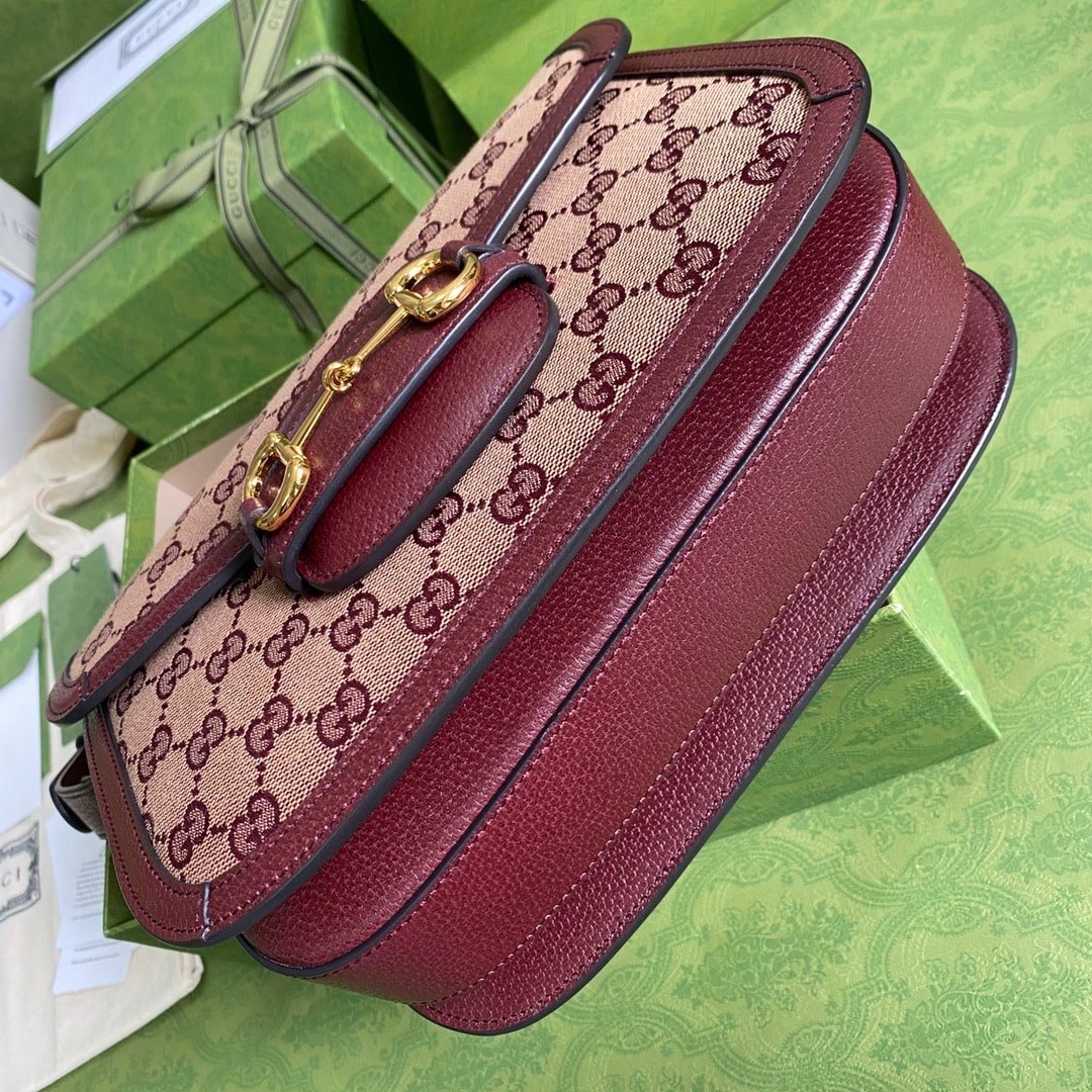 Gvc*1 Horsebit 1955 Original Gg Shoulder Bag Burgundy 25Cm 602204 9Y9Ng 9865