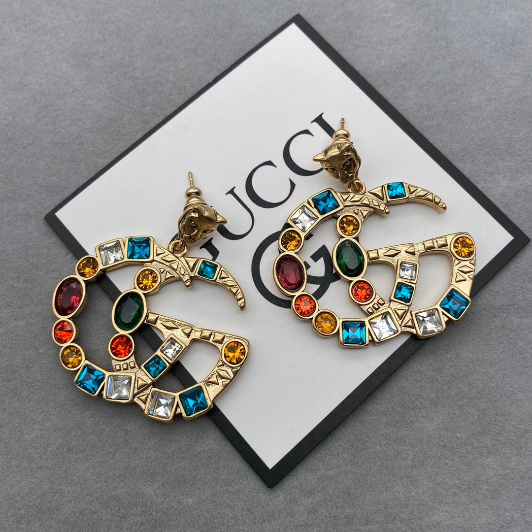 Gvc*1 Gg Crystal In Gold Earrings