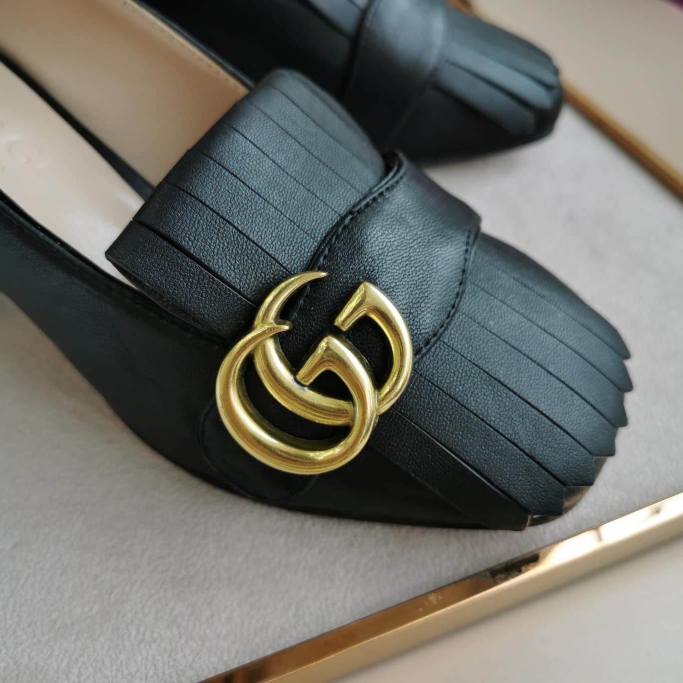 Gvc*1 Mid Heel Pump Leather Black 408208 C9D00 1000