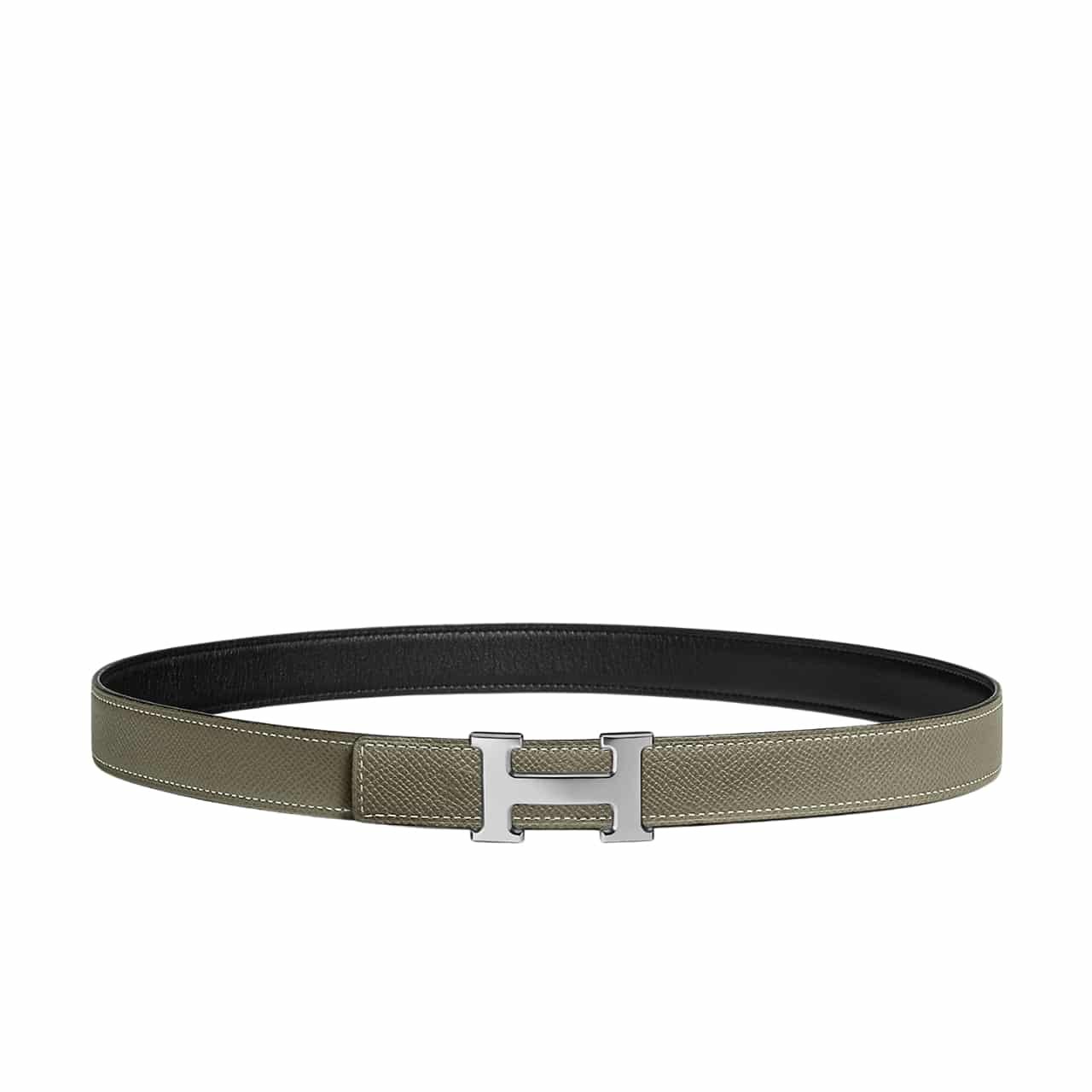 H**me5 Mini H Belt Buckle And Reversible Leather Strap Silver Grey 24Mm H079645Ck05