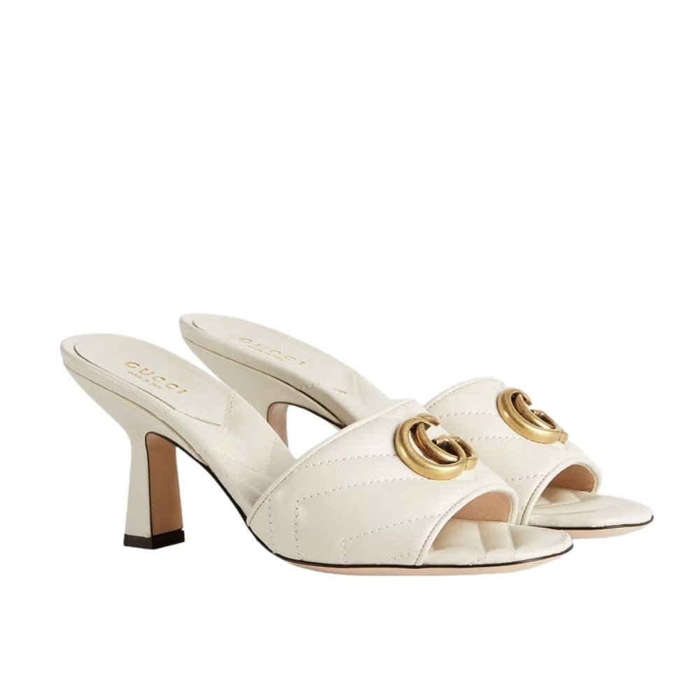 Gvc*1 Marmont Double G Slide Sandal White 674839 Bko00 1000