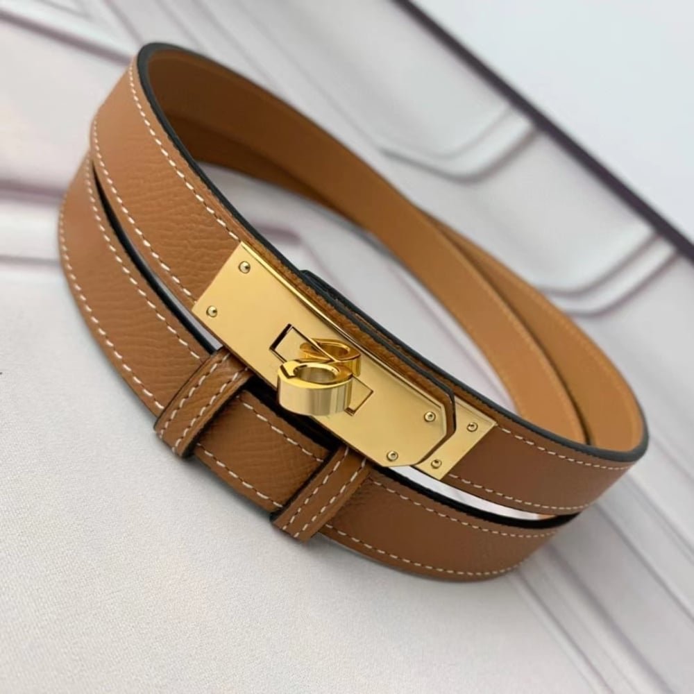 H**me5 Kelly 18 Belt Brown Gold 18Mm H069853Cc37