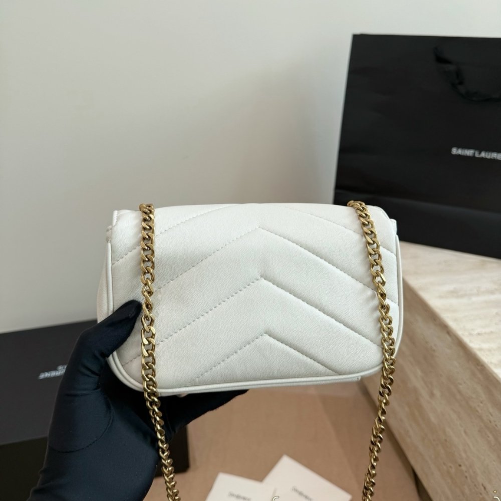 Sa1nt Lau*nt LouLou Medium In Metalasse White 29Cm 801439AAEAX9207