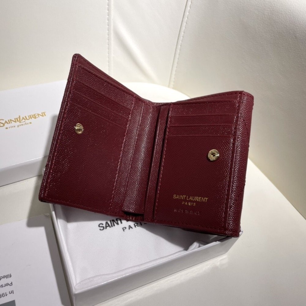 Sa1nt Lau*nt Cassandre Matelassé Small Envelope Wallet In Grain De Poudre Leather 11Cm
