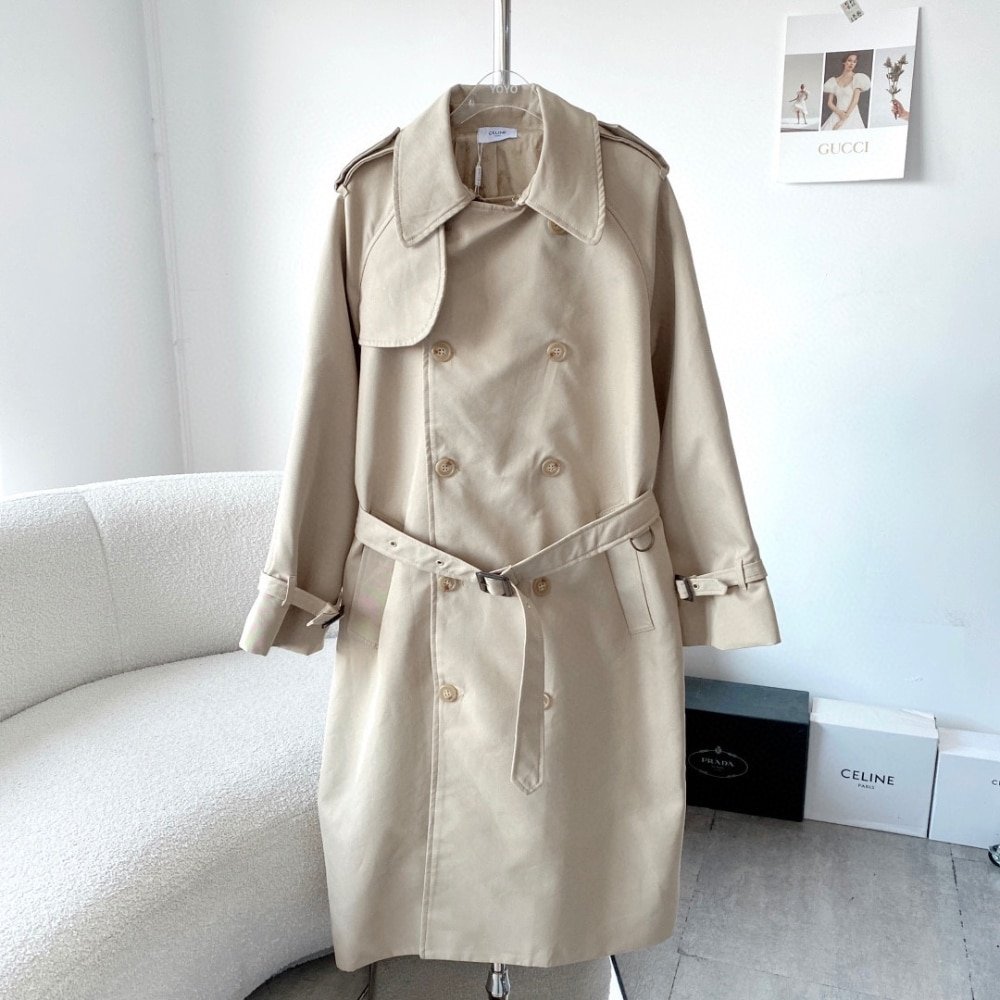 Ce1i*e Wiltern Trench Coat In Cotton Gabardine Beige 2M96A777S 01Tc