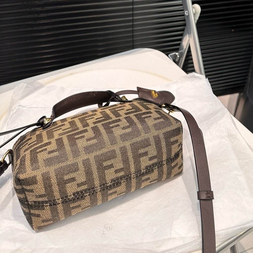 F**di By The Way Soft Medium Brown Ff Jacquard Fabric Bag 27Cm 8Bl155Afpmf1Gl7