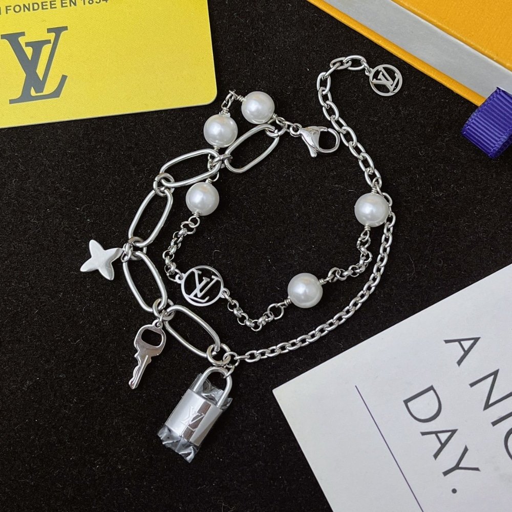 L0vis Vvtt0n Lv Mix Chains Armband Silver M1380A