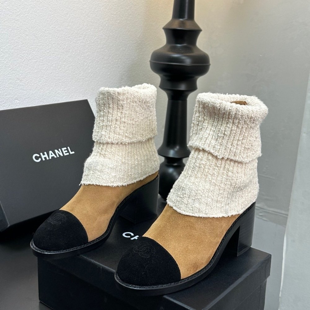 Ch**el Knit Boots Beige G46038 B18433 Nzzx3