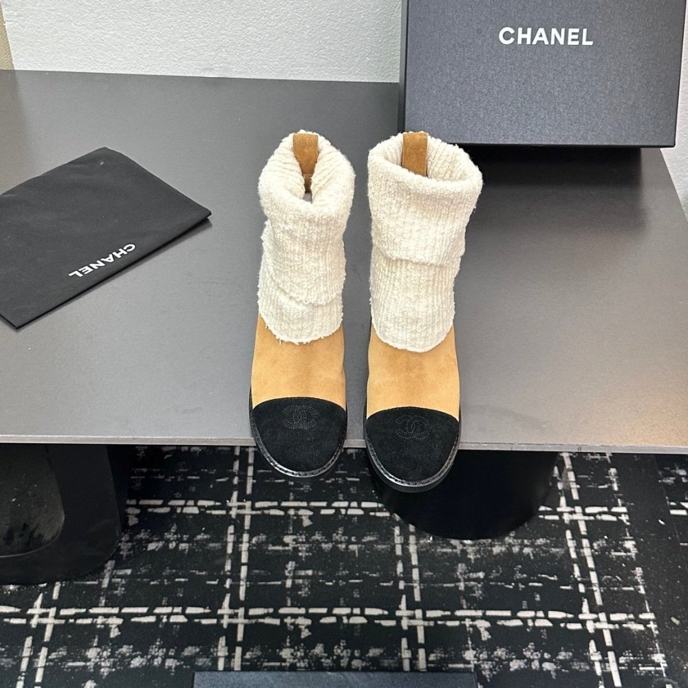 Ch**el Knit Boots Beige G46038 B18433 Nzzx3
