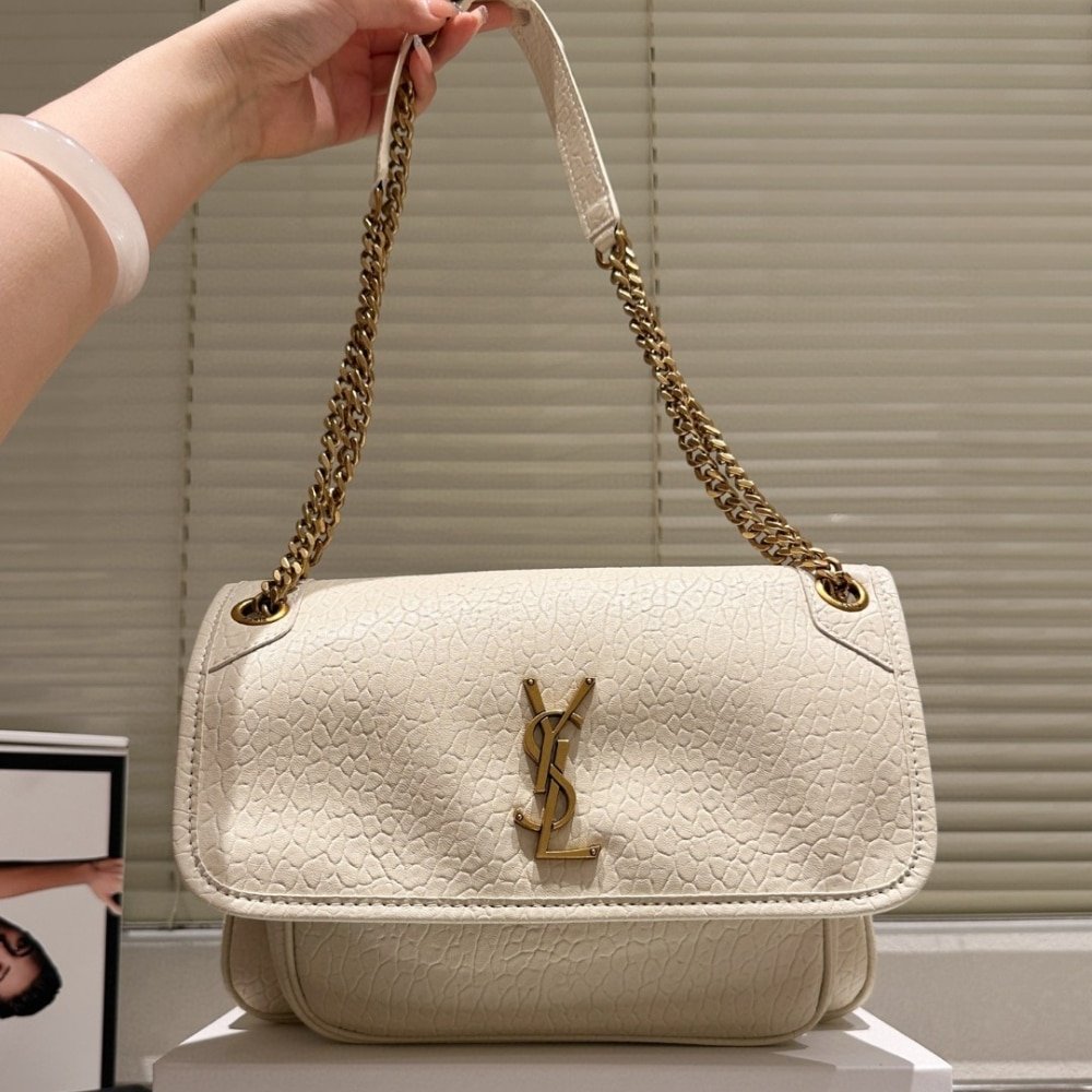 Sa1nt Lau*nt Niki Vintage Medium In Grained White 28Cm 633178Aacyt9207