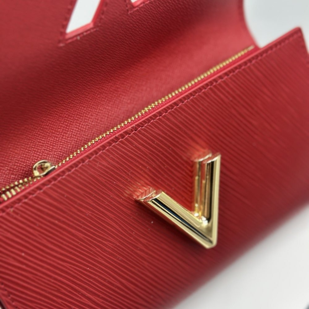 L0vis Vvtt0n Coquelicot Epi Leather Twist Wallet Red 19Cm