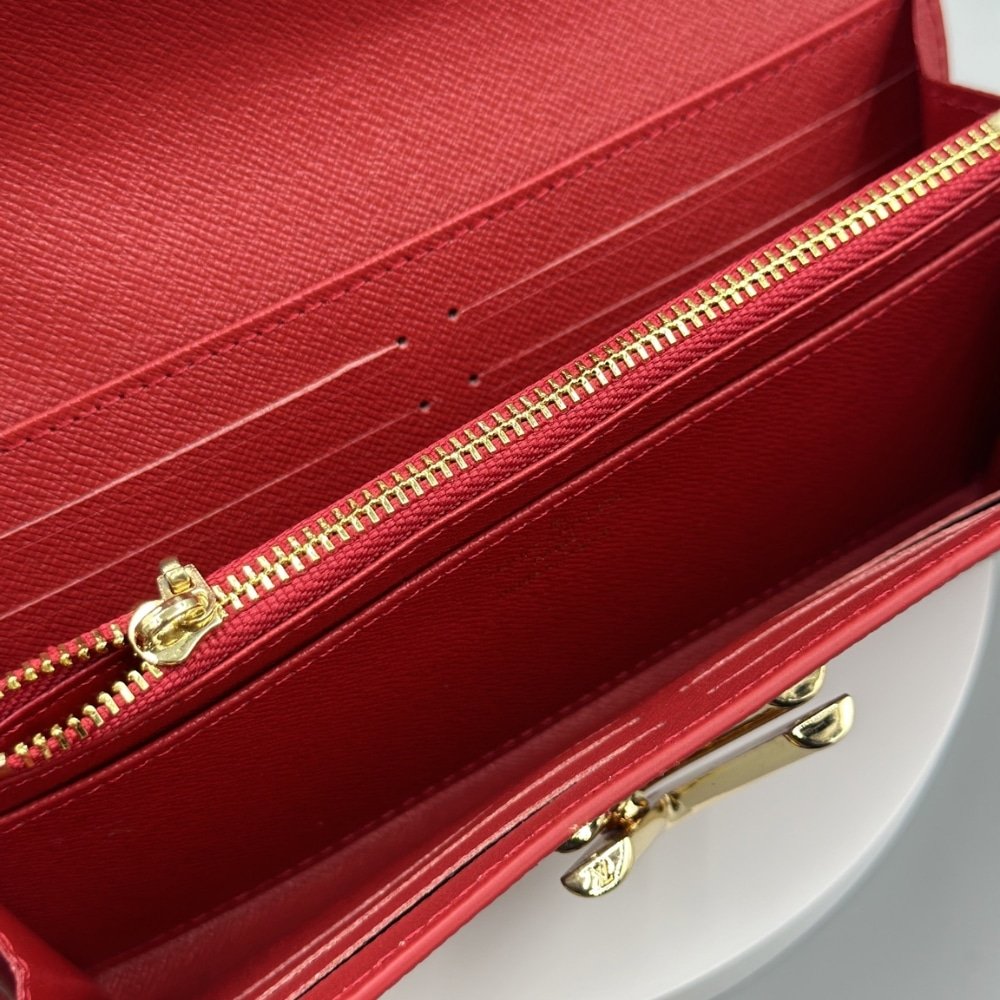 L0vis Vvtt0n Coquelicot Epi Leather Twist Wallet Red 19Cm