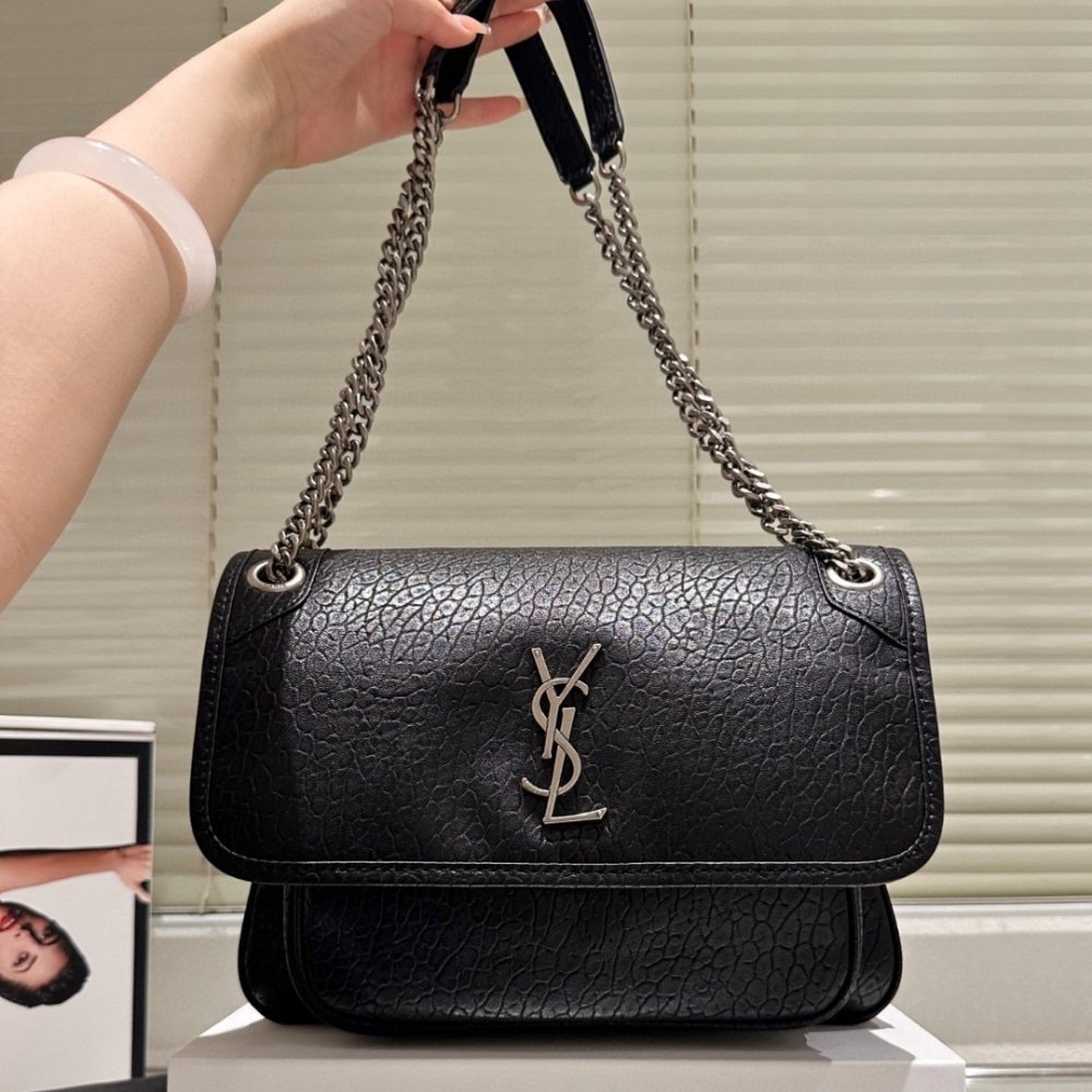 Sa1nt Lau*nt Niki Vintage Medium In Grained Black 28Cm 633178Aacia1000