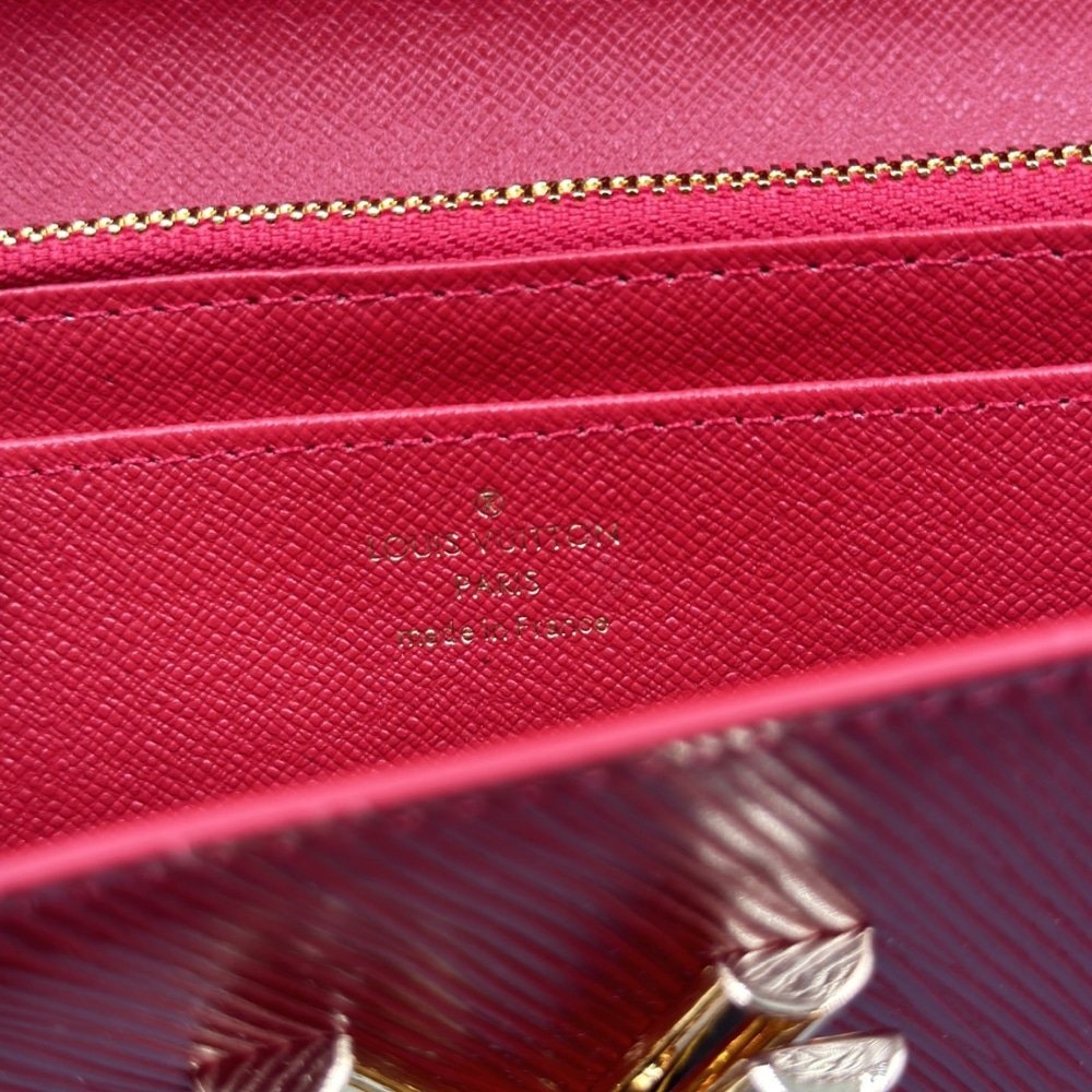 L0vis Vvtt0n Coquelicot Epi Leather Twist Wallet Red 19Cm