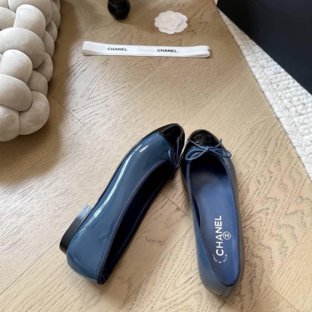 Ch**el Ballet Flats Navy Blue G02819 B19028 Nacis