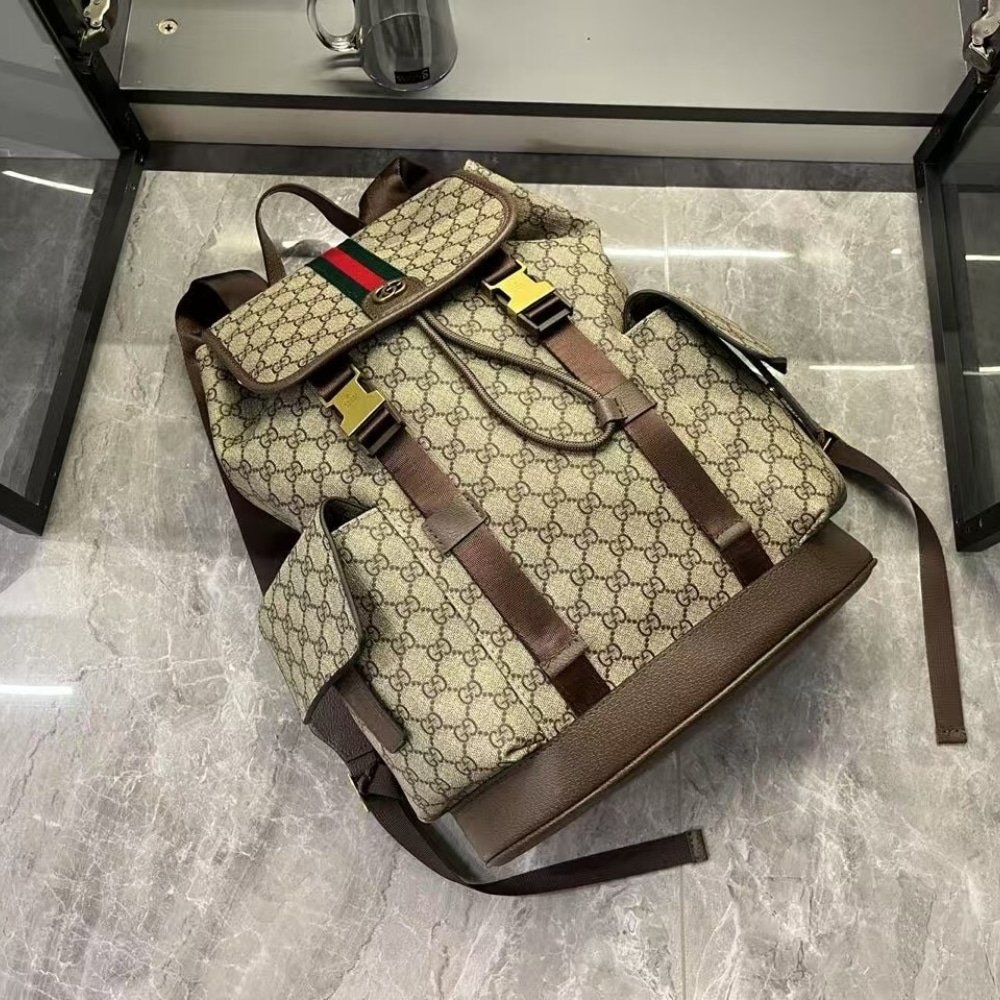 Gvc*1 Ophidia Large Backpack Beige And Dark Brown 46Cm 839110 Faewq 9845