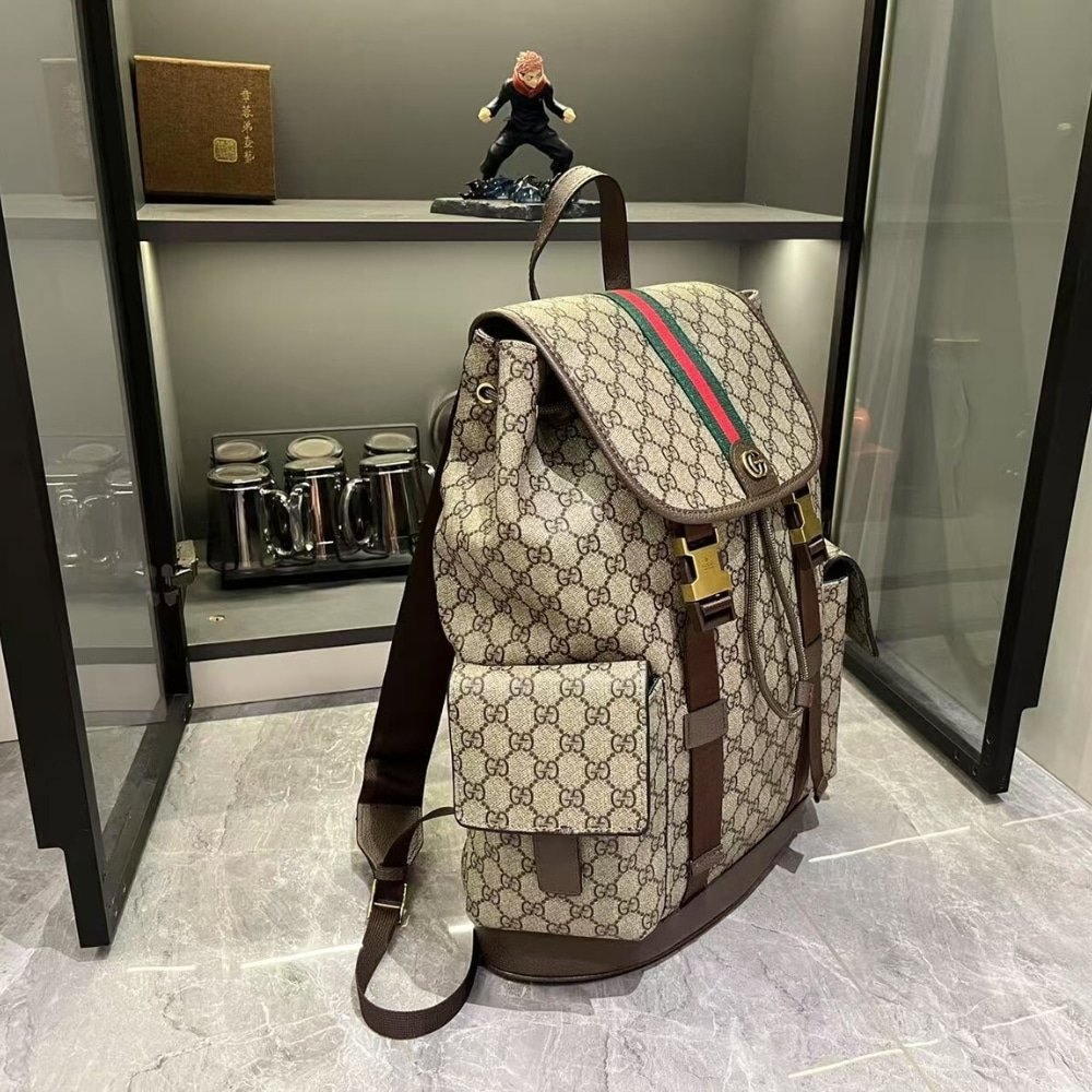 Gvc*1 Ophidia Large Backpack Beige And Dark Brown 46Cm 839110 Faewq 9845