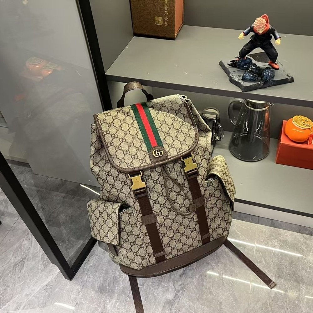 Gvc*1 Ophidia Large Backpack Beige And Dark Brown 46Cm 839110 Faewq 9845