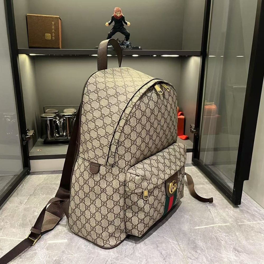 Gvc*1 Ophidia Medium Backpack Beige And Dark Brown 41Cm 834466 Faeoj 9747