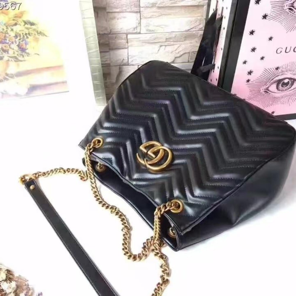 Gvc*1 Gg Marmont Shoulder Bag Black 32Cm 453569 Drw1T 1000