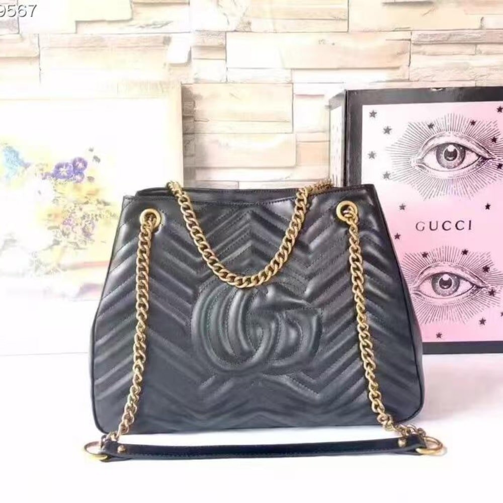 Gvc*1 Gg Marmont Shoulder Bag Black 32Cm 453569 Drw1T 1000