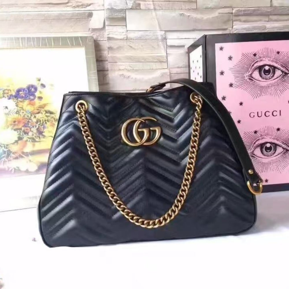 Gvc*1 Gg Marmont Shoulder Bag Black 32Cm 453569 Drw1T 1000