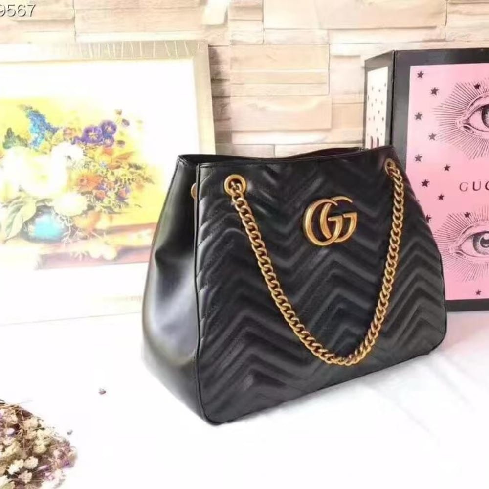 Gvc*1 Gg Marmont Shoulder Bag Black 32Cm 453569 Drw1T 1000