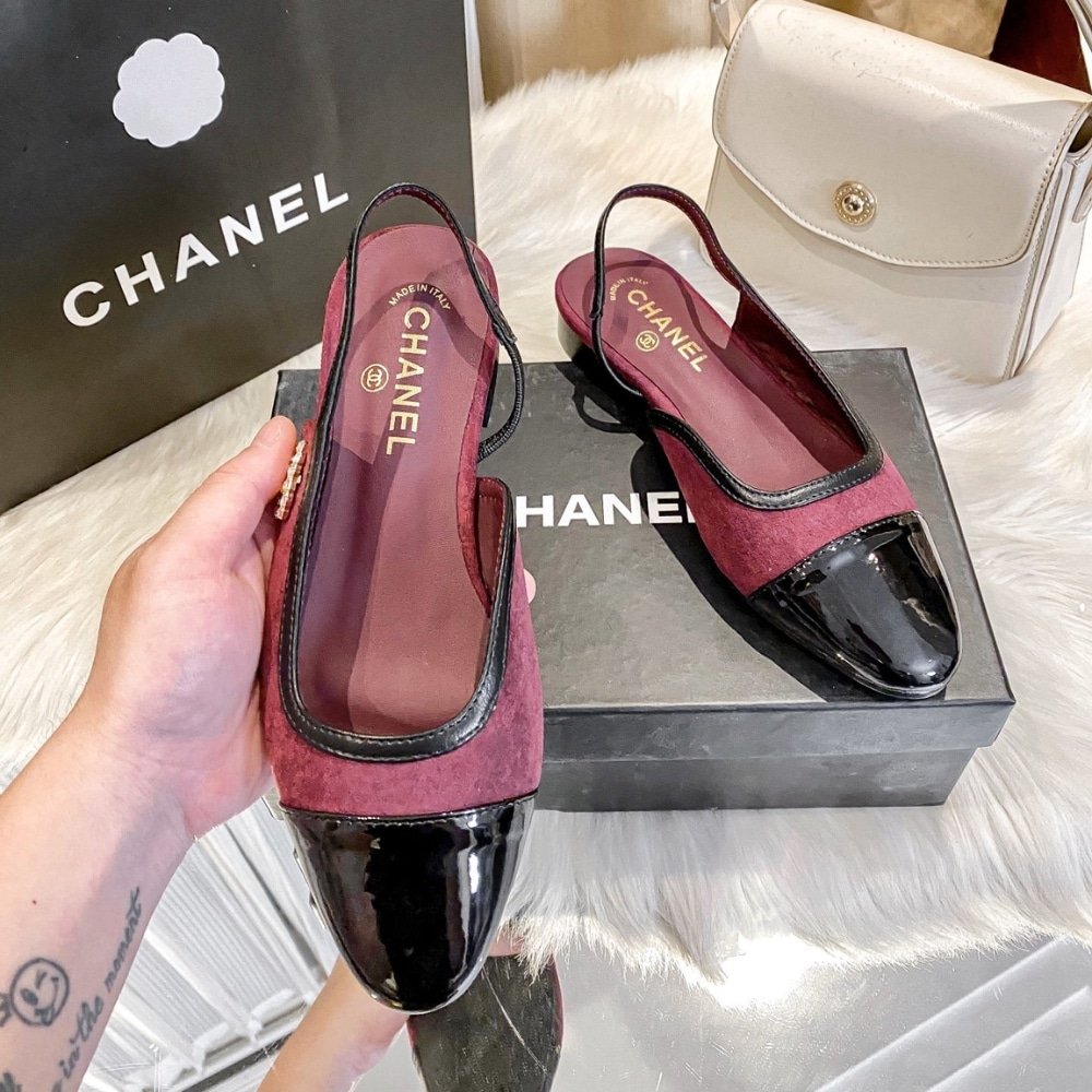 Ch**el Slingback Burgundy G46000 B18056 Nzs76