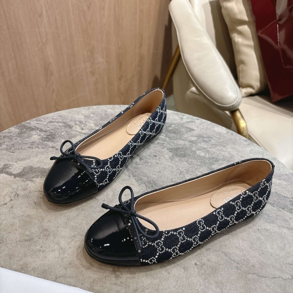 Gvc*1 Women Gg Crystal Ballet Flat Dark Blue 840754 Faeue 4052