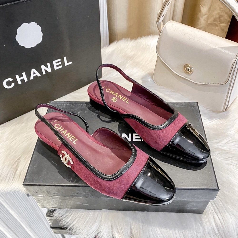 Ch**el Slingback Burgundy G46000 B18056 Nzs76