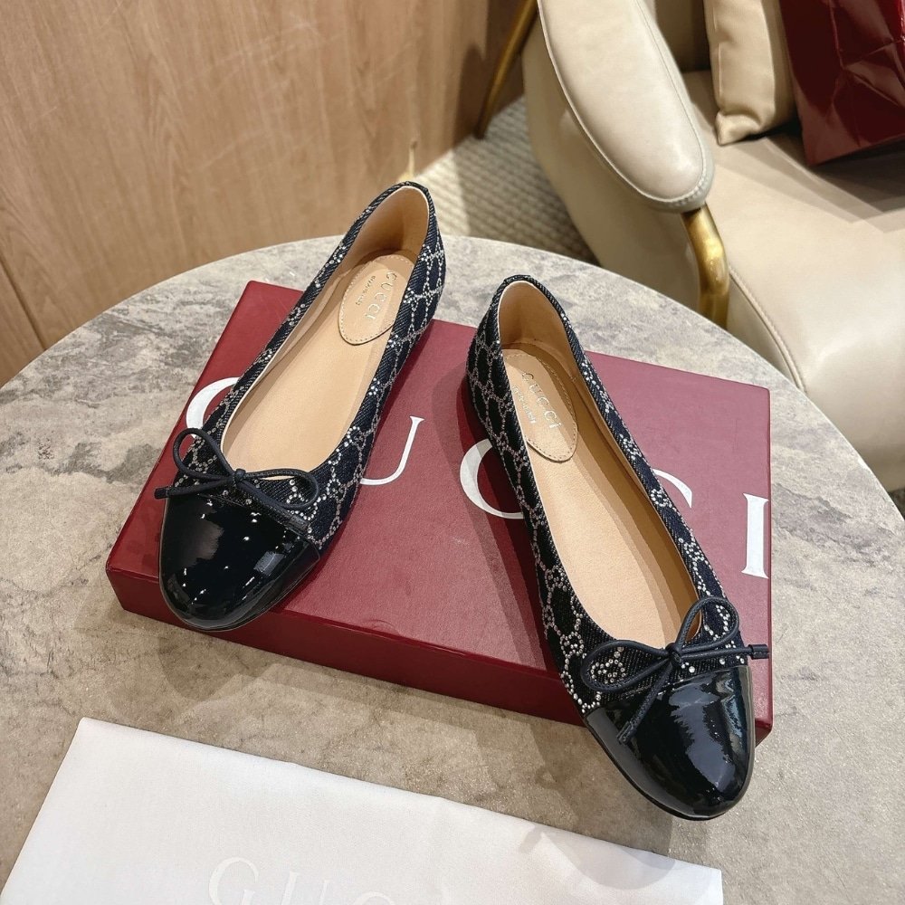 Gvc*1 Women Gg Crystal Ballet Flat Dark Blue 840754 Faeue 4052