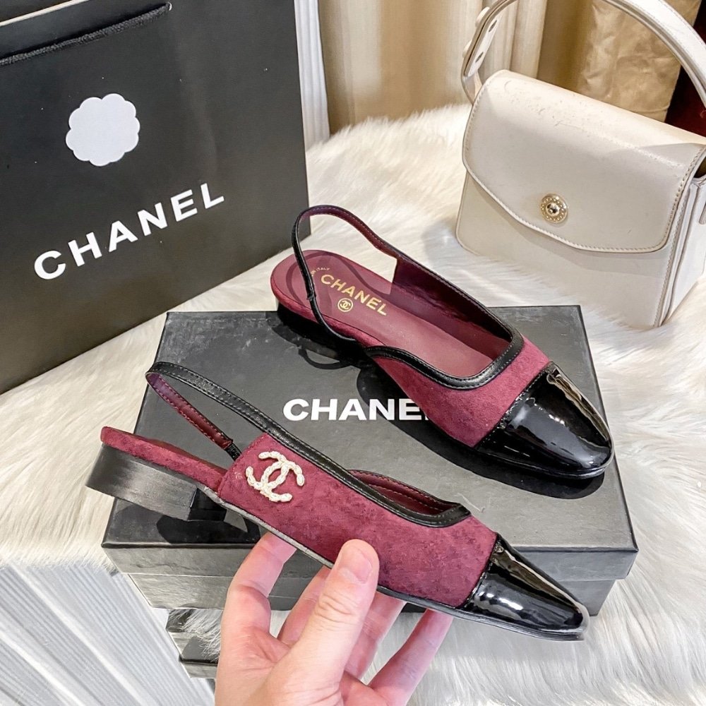 Ch**el Slingback Burgundy G46000 B18056 Nzs76