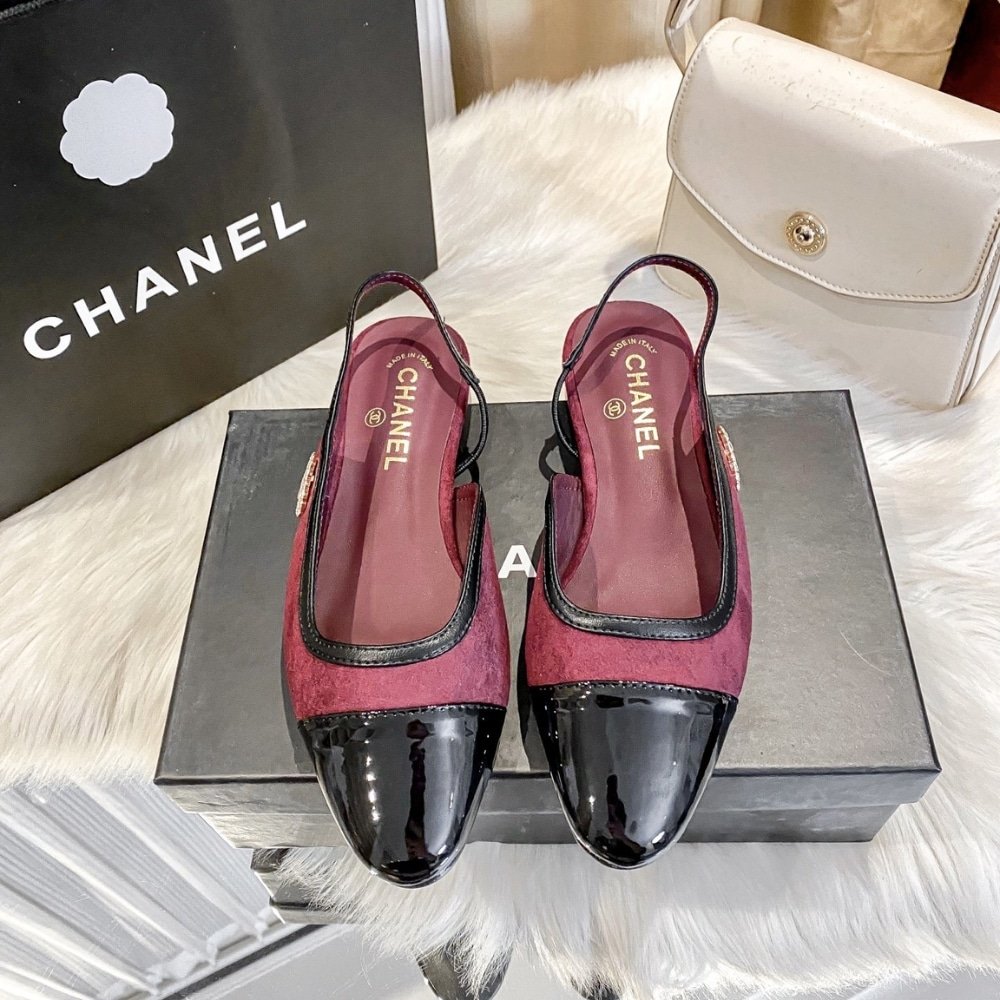 Ch**el Slingback Burgundy G46000 B18056 Nzs76