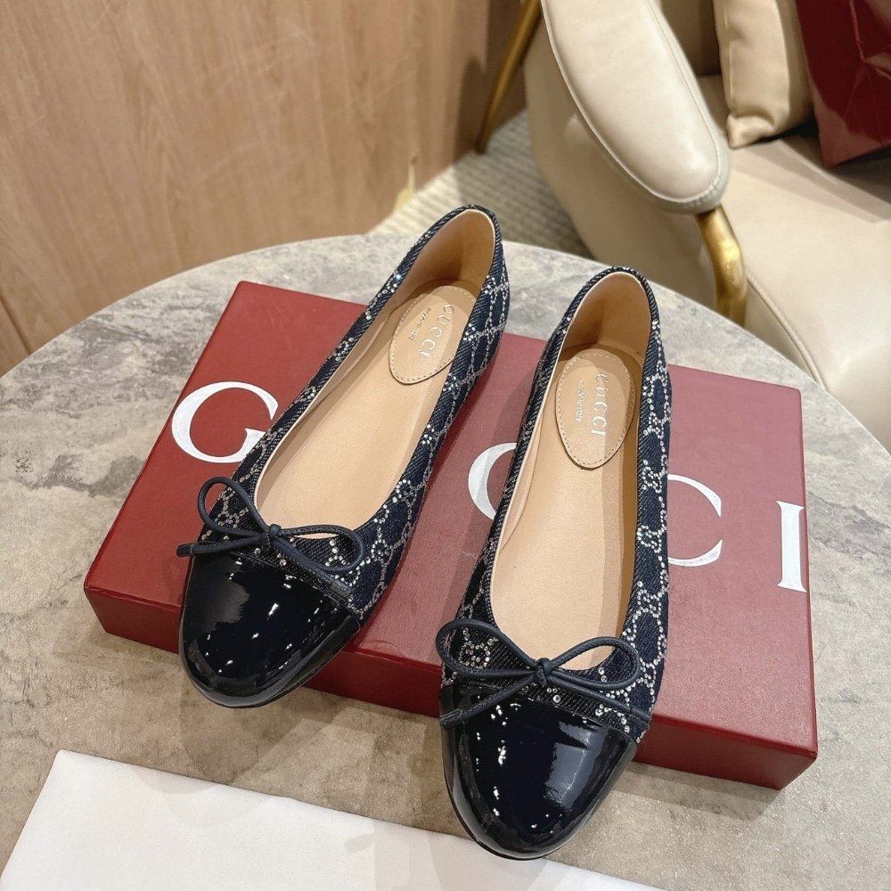 Gvc*1 Women Gg Crystal Ballet Flat Dark Blue 840754 Faeue 4052
