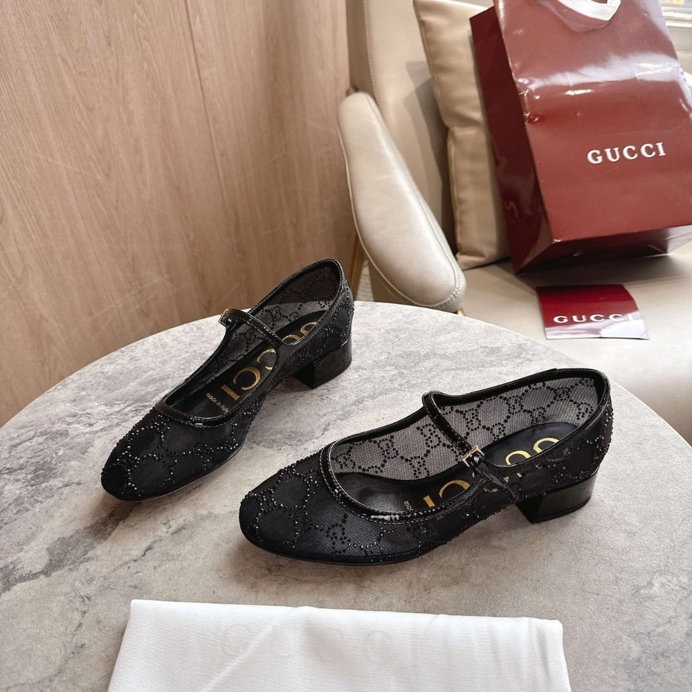 Gvc*1 Women Gg Crystal Ballet Flat Black Mesh 835809 Faeq0 1046