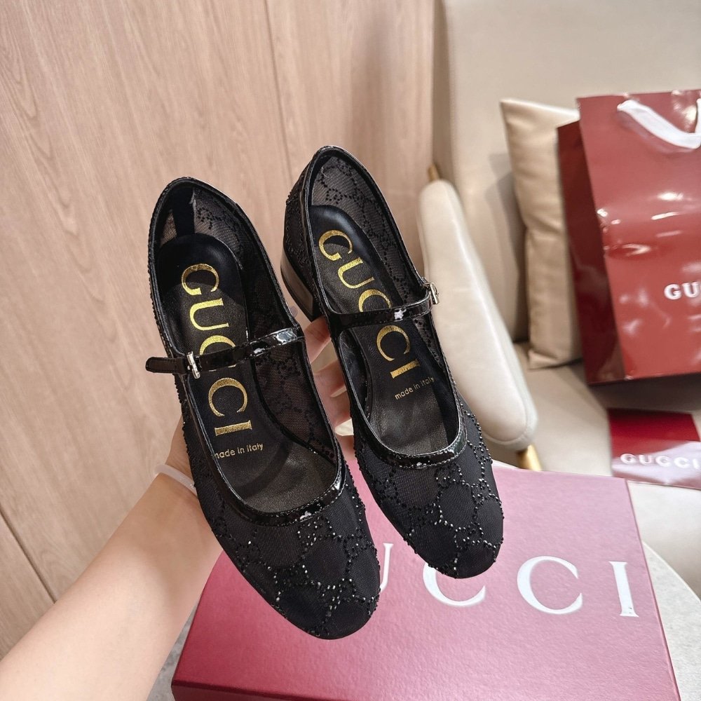 Gvc*1 Women Gg Crystal Ballet Flat Black Mesh 835809 Faeq0 1046