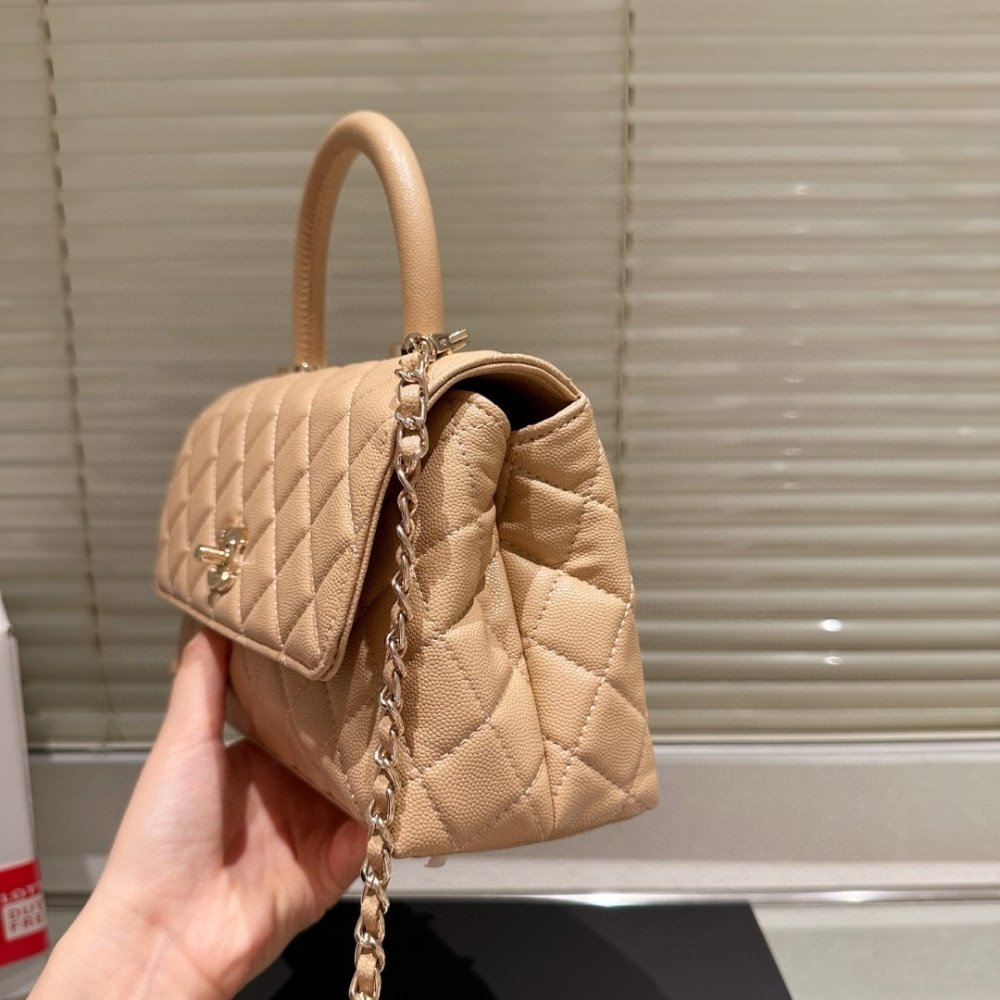 Ch**el Small Coco Handle Bag Dark Beige 23Cm A92990