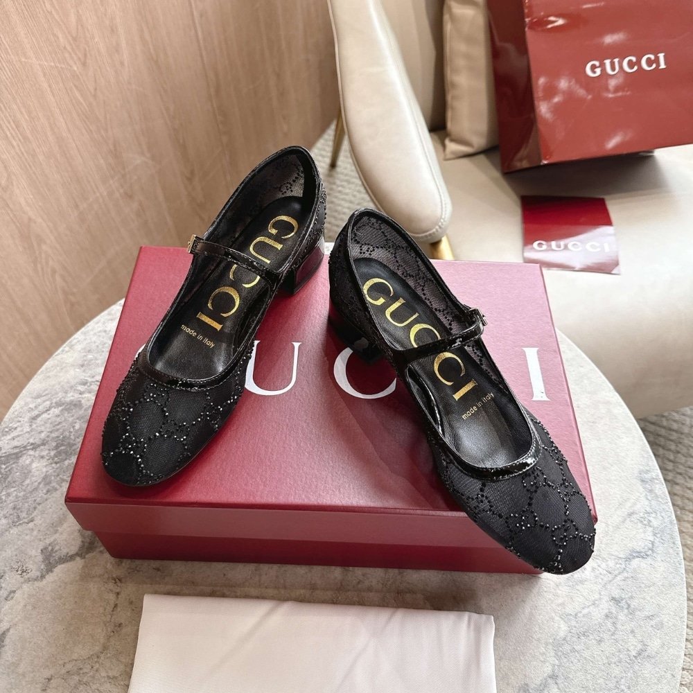 Gvc*1 Women Gg Crystal Ballet Flat Black Mesh 835809 Faeq0 1046