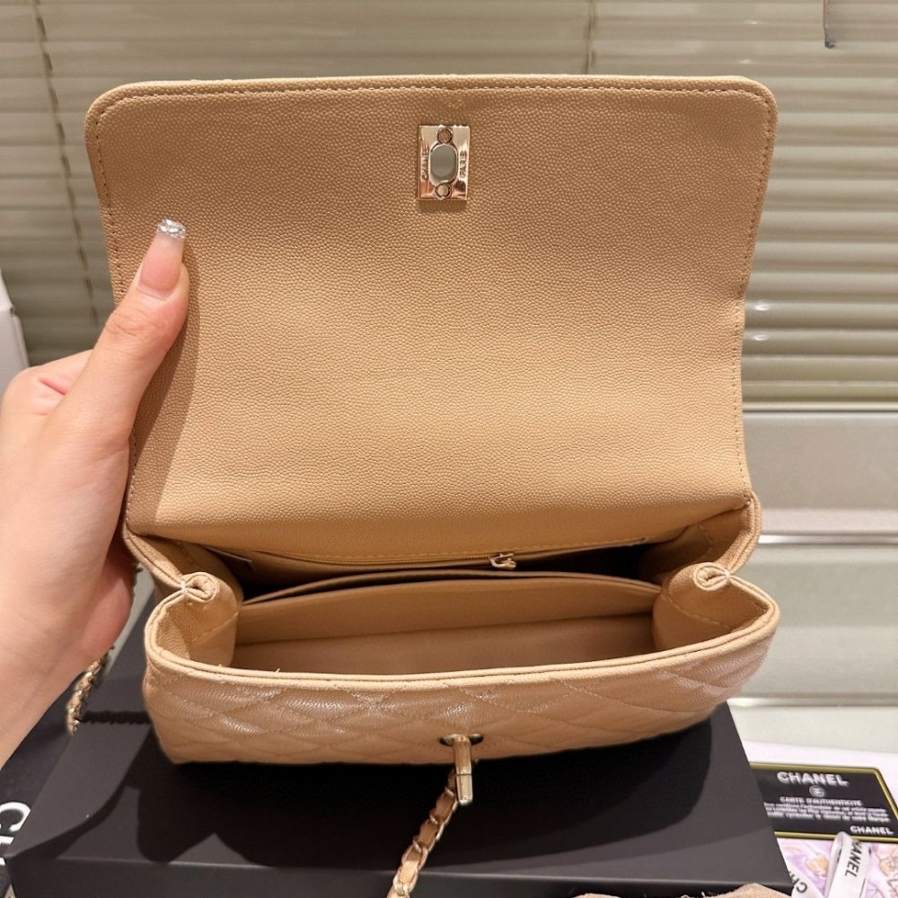 Ch**el Small Coco Handle Bag Dark Beige 23Cm A92990