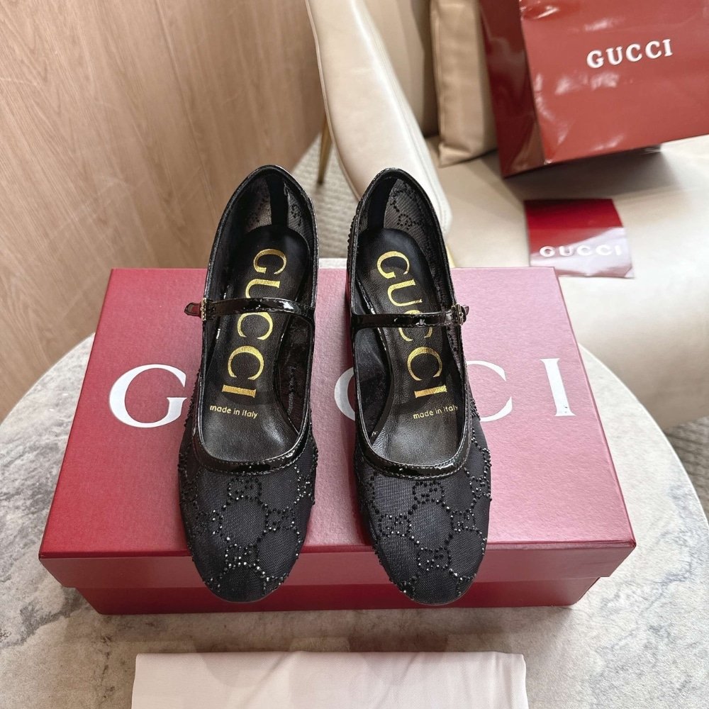 Gvc*1 Women Gg Crystal Ballet Flat Black Mesh 835809 Faeq0 1046