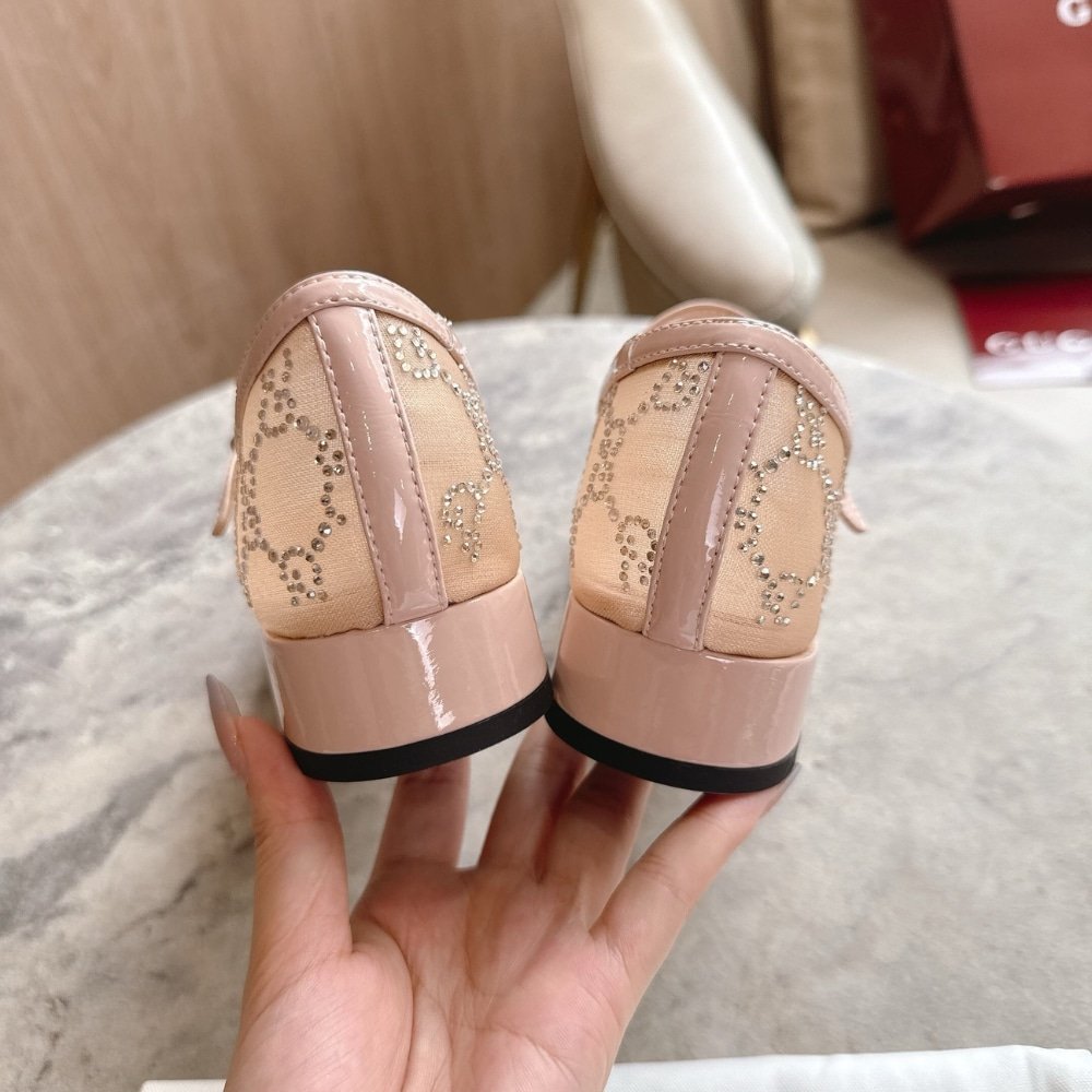 Gvc*1 Women Gg Crystal Ballet Flat Light Pink Mesh 836809 Faeq0 9941