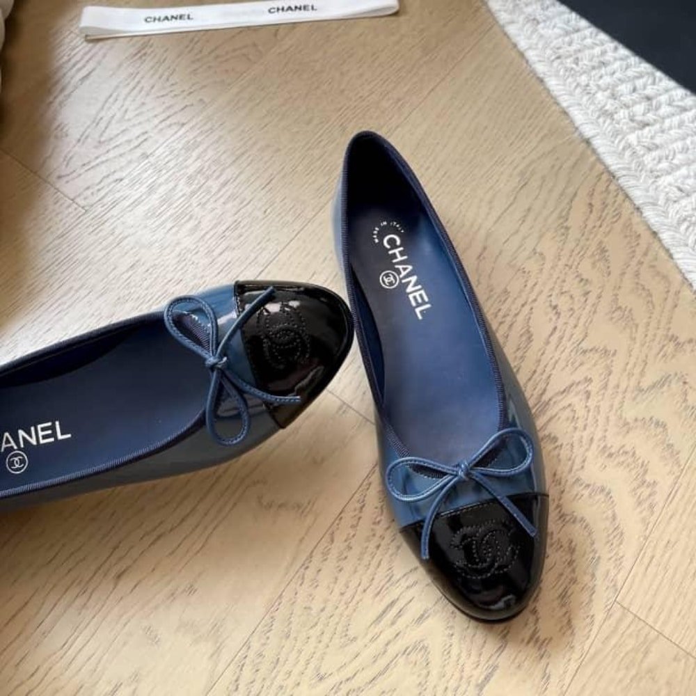 Ch**el Ballet Flats Navy Blue G02819 B19028 Nacis