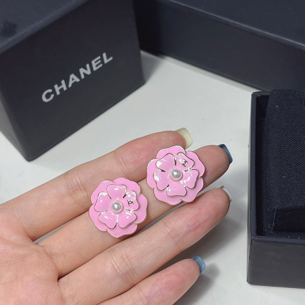 Ch**el Camellia Earrings Pink Abg218 B21624 U3368