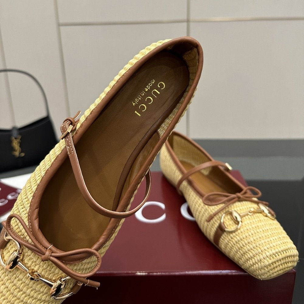 Gvc*1 Women Horsebit Ballet Flat Raffia Crochet 832427 Faemz 9542