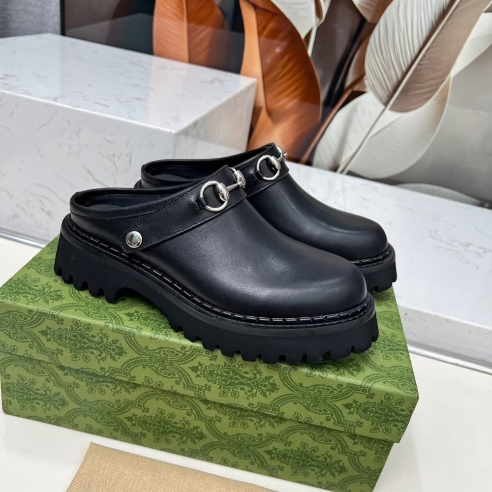 Gvc*1 Women Mule With Horsebit Black Leather ‎835829 Aadcw 1000