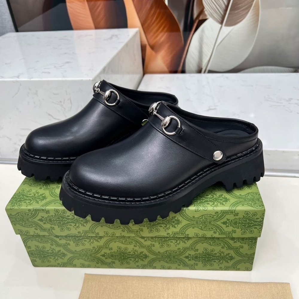 Gvc*1 Women Mule With Horsebit Black Leather ‎835829 Aadcw 1000