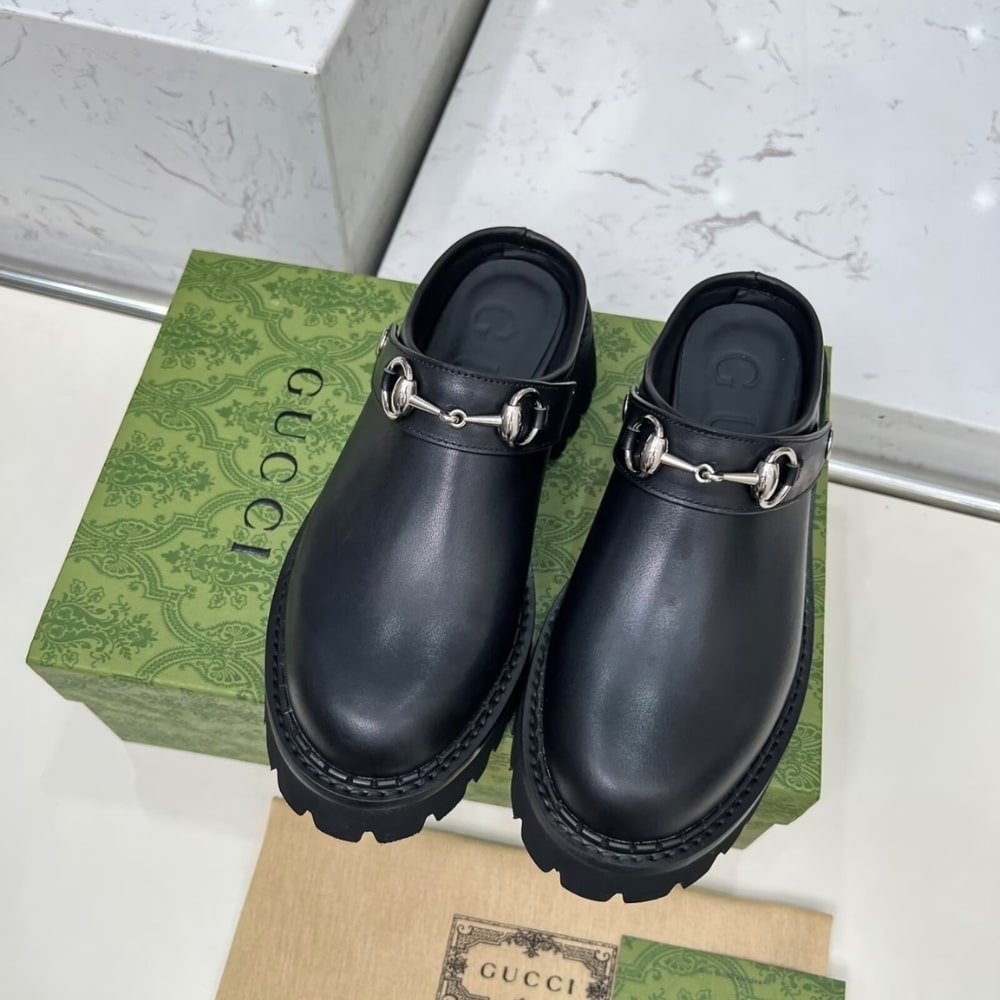 Gvc*1 Women Mule With Horsebit Black Leather ‎835829 Aadcw 1000