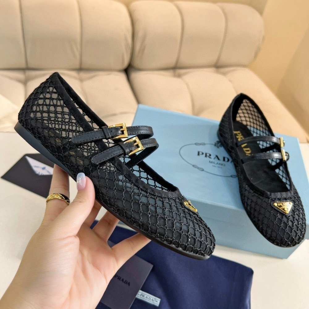 Pra*a Mesh Fabric Ballerinas Black 1F915N 099 F0002 F 005