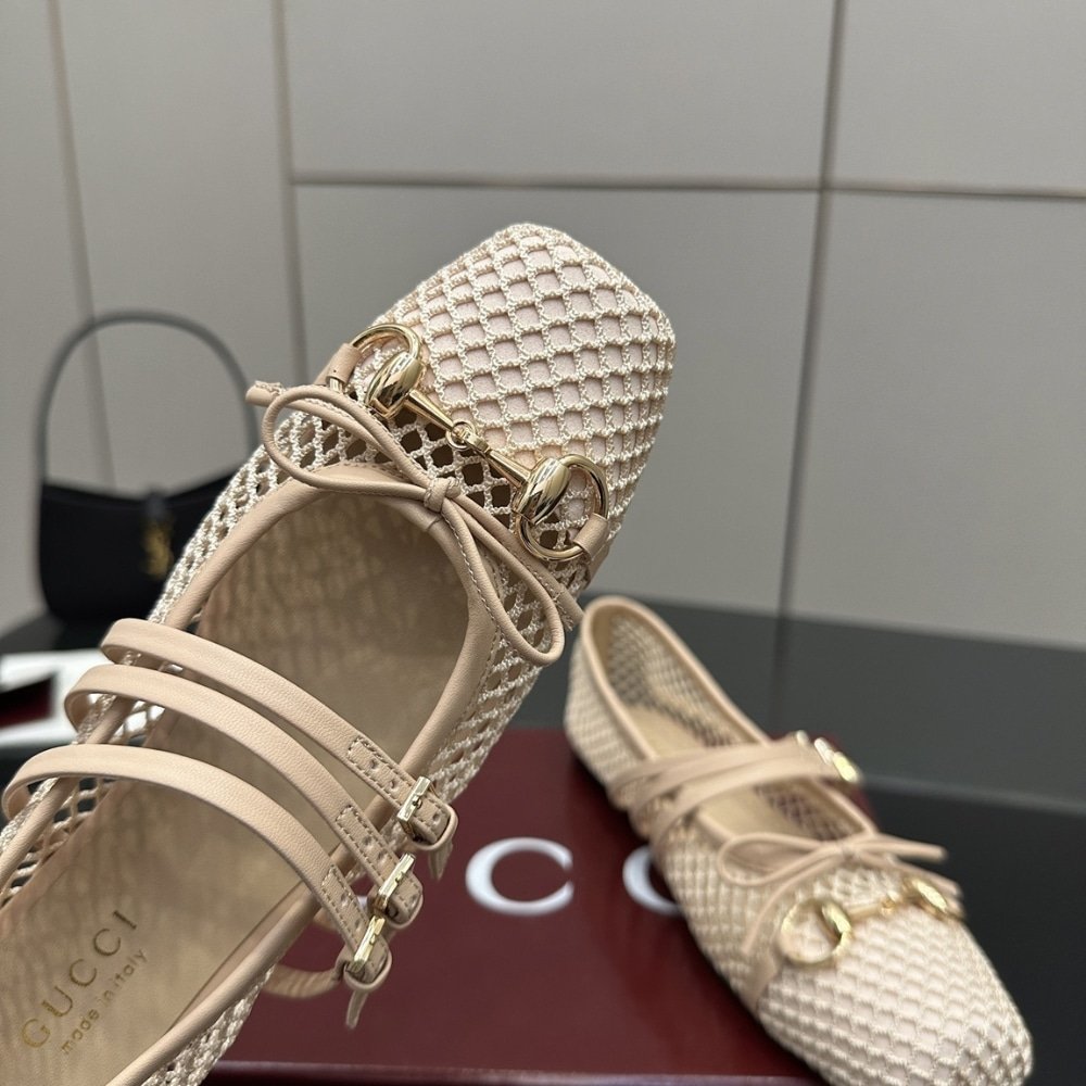 Gvc*1 Women Horsebit Ballet Flat Beige Mesh ‎835077 Faeqz 5741